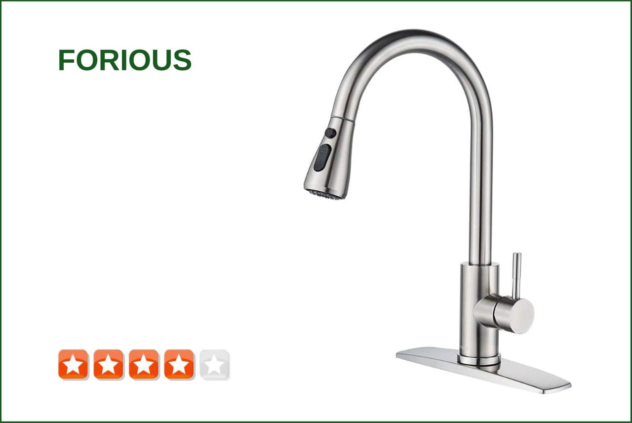 FORIOUS Brushed Nickel Pull Down Kitchen Faucet